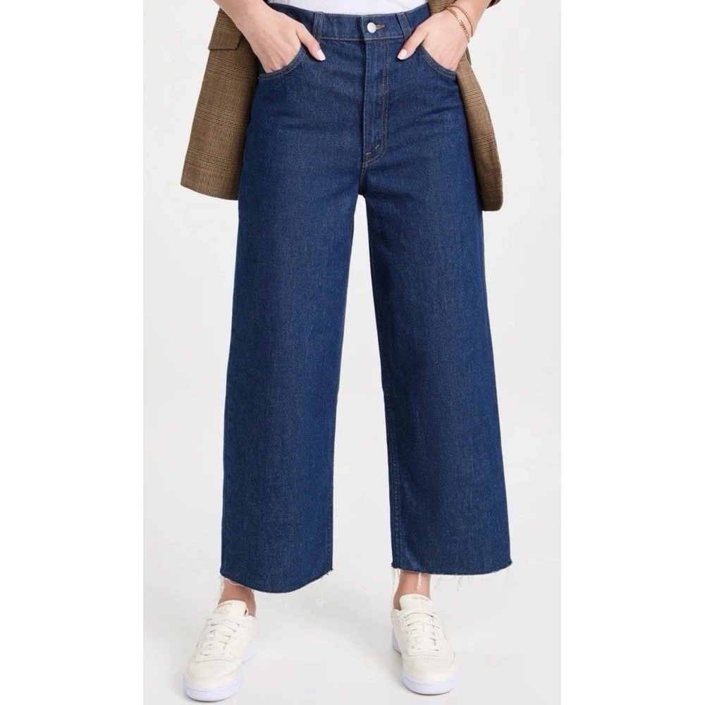 Mother Snacks The Fun Dip Ankle‎ Fray in Cold Brew Dark Wash Raw Hem Size 27 EUC